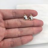 18K Gold Layered Two Tones Turtles Design Plug Kids Earrings 21.0336