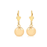 18K Gold Layered 12 mm Stud Ball Lever Back Earrings 21.0345