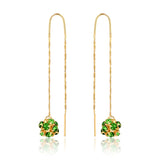 18K Gold Layered Assorted Fire Ball Colors In Long Threader Earrings 21.0357/1/3/8/17/21/31/38/71