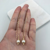 18K Gold Layered 8 mm Pearl Drop In Long Threader Earrings 21.0362/92