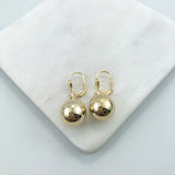 18K Gold Layered 13 mm Stud Ball Lever Back Earrings 21.0370