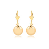 18K Gold Layered 13 mm Stud Ball Lever Back Earrings 21.0370