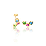 18K Gold Layered Multicolor Rhinestone With Heart Shape Kids Earrings 21.0371/17