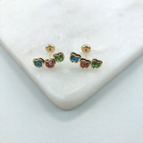 18K Gold Layered Multicolor Rhinestone With Heart Shape Kids Earrings 21.0371/17