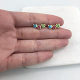 18K Gold Layered Multicolor Rhinestone With Heart Shape Kids Earrings 21.0371/17