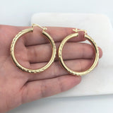 18K Gold Layered 38 mm Diamond Cutting Finish Cylinder Hoops 21.0374