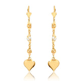 18K Gold Layered Heart Drop with Pearl Dangle Earrings 21.0376/92