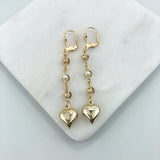 18K Gold Layered Heart Drop with Pearl Dangle Earrings 21.0376/92