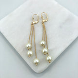 18K Gold Layered Three Pearls Drops In Cluster Dangle Earrings 21.0377/92