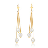 18K Gold Layered Three Pearls Drops In Cluster Dangle Earrings 21.0377/92