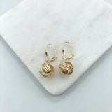 18K Gold Layered Wool Shape Stud Lever Back Earrings 21.0382