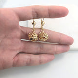 18K Gold Layered Wool Shape Stud Lever Back Earrings 21.0382