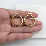 18K Gold Layered 25 mm Diamond Cutting Truncated Cylinder Hoops 21.0386