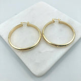 18K Gold Layered 45 mm Diamond Cutting Truncated Cylinder Hoops 21.0389