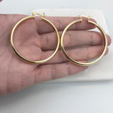 18K Gold Layered 45 mm Diamond Cutting Truncated Cylinder Hoops 21.0389