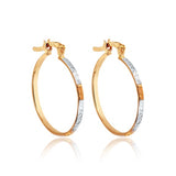 18K Gold Layered 23 mm Tri-Tone Texturized Hoops 21.0399