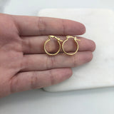 18K Gold Layered 15 mm Two Layered Texturized Kids Earrings 21.0402