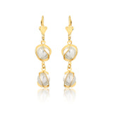 18K Gold Layered Pearls In Cut Out Design Lever Back Earrings 21.0416/92