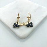 18K Gold Layered Enamel Elephant Shape Lever Back Earrings 21.0419/2/3