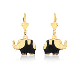 18K Gold Layered Enamel Elephant Shape Lever Back Earrings 21.0419/2/3