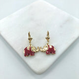 18K Gold Layered Enamel Elephant Shape Lever Back Earrings 21.0419/2/3