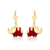 18K Gold Layered Enamel Elephant Shape Lever Back Earrings 21.0419/2/3