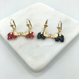 18K Gold Layered Enamel Elephant Shape Lever Back Earrings 21.0419/2/3