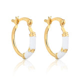 18K Gold Layered 15 mm White Enamel Cylinder Hoops Kids Earrings 21.0427/1