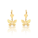 18K Gold Layered Butterfly Design Dangle Leverback Earrings 21.0433