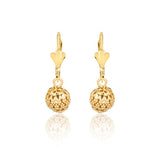 18K Gold Layered Texturized Stud Ball Leverback Earrings 21.0435