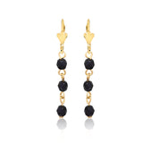 18K Gold Layered Black Rhinestone Dangle Leverback Earrings 21.0457/2