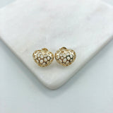 18K Gold Filled Oro Laminado Cut Out Heart Design Push Back Earrings 21.0570