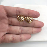 18K Gold Filled Oro Laminado Cut Out Heart Design Push Back Earrings 21.0570