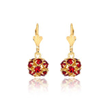 18K Gold Layered Assorted Fire Ball Colors Lever Back Earrings 21.0584/1/2/3/4/6/10/17