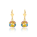 18K Gold Layered Assorted Fire Ball Colors Lever Back Earrings 21.0584/1/2/3/4/6/10/17