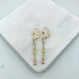 18K Gold Layered Multicolored Rhinestone Dangle Earrings 21.0601/17