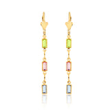 18K Gold Layered Multicolored Rhinestone Dangle Earrings 21.0601/17