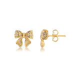 18K Gold Layered Bow Design Push Back Earrings 21.0611