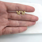 18K Gold Layered Two-Tone Butterfly Design Push Back Earrings 21.0613