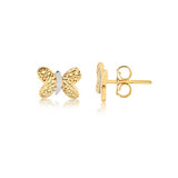 18K Gold Layered Two-Tone Butterfly Design Push Back Earrings 21.0614