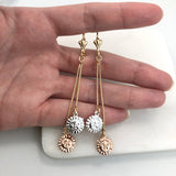 18K Gold Layered Snake Chain Link Cluster Earrings With Tri-Tone Sun Drops 21.0623