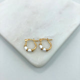 18K Gold Layered White Enamel Hoops 21.0626/17