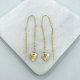 18K Gold Layered Long Threader Earrings with Heart Design 21.0627