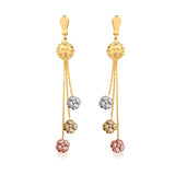 18K Gold Layered Tri-Tone Sun & Clover Drop Dangle Earrings 21.0628