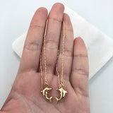 18K Gold Layered Dolphin Drop Long Threader Earrings 21.0630