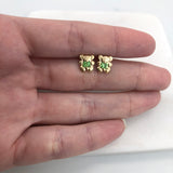 18K Gold Layered Green Cubic Zirconia Bear Plugs Kids Earrings 21.0632/8