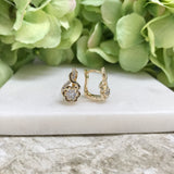 18K Gold Filled Oro Laminado White Cubic Zirconia Flower Design Huggies Wholesale 23.0595