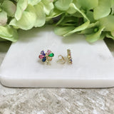 18K Gold Filled Oro Laminado Multicolor Cubic Zirconia Butterfly Design Push Back Earrings 23.1537