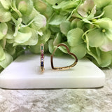 18K Gold Layered Oro Laminado 26mm Multicolor Cubic Zirconia Heart Shape Huggies Wholesale 23.1591