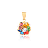 18K Gold Layered Multicolor Rhinestones Flower Shape Pendant 31.0023/2/17/29/30